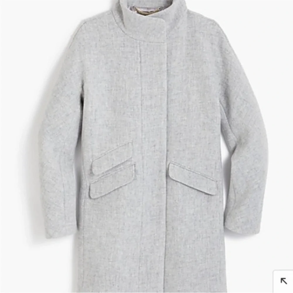 J Crew Coat Cocoon Stadium Cloth Wool in Grey